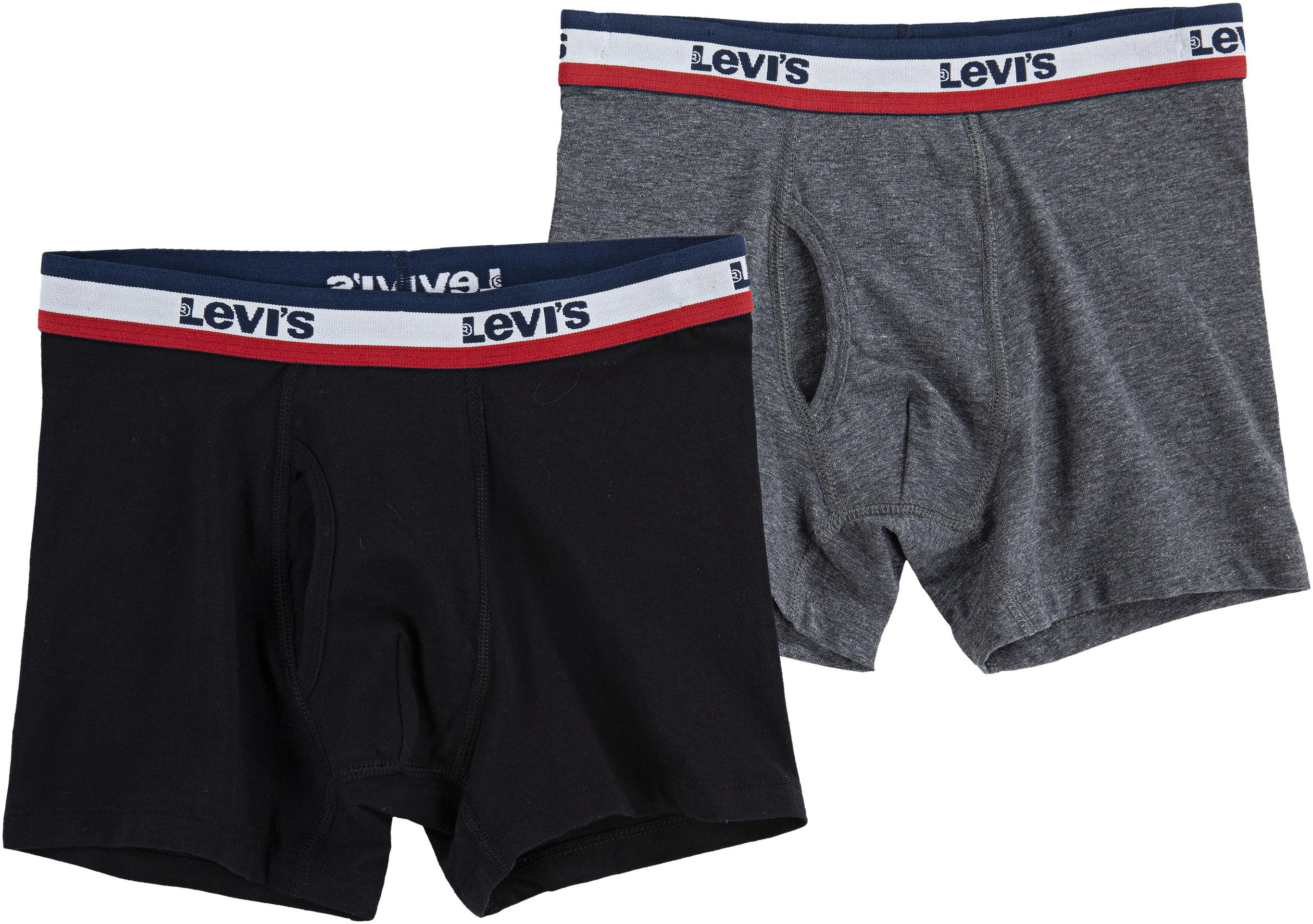 Boxershorts LEVI'S KIDS "SPORTSWEAR LOGO BOXER BFIEF", Kinder, Gr. M (140/152), grau (schwarz, grau), Obermaterial: 95% Baumwolle, 5% Elasthan. Graumeliert (Obermaterial): 57% Baumwolle, 38% Polyester, 5% Elasthan, eng, Unterhosen, for BOYS Image