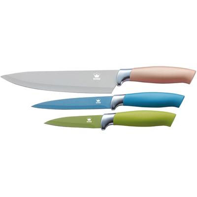 Messer-Set KING "Metallic", bunt (grün, blau, blassrosa), Edelstahl, Kochmesser-Sets