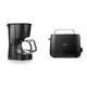 Tristar Kaffeemaschine mit 600 ML Fassungsvermögen - CM-1246, Schwarz & Philips Toaster – 2 Toastschlitze, 8 Stufen, Brötchenaufsatz, Auftaufunktion, Liftfunktion, Abschaltautomatik, schwarz