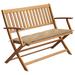 Red Barrel Studio® Folding Garden Bench Outdoor Patio Bench w/ Cushion Solid Wood Acacia Wood/Natural Hardwoods in Brown/White | Wayfair