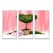 The Holiday Aisle® Heart Shaped Valentine House Plant - 3 Piece Floater Frame Painting on Canvas Canvas, in White | 28 H x 36 W x 1 D in | Wayfair