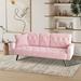 George Oliver Deonna 72" Tufted Sofa Bed Sleeper w/ Cup Holders Velvet, Solid Wood in Pink/Yellow | 31 H x 72 W x 25 D in | Wayfair