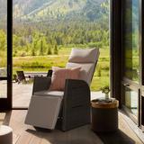Lark Manor™ Annael Recliner Patio Chair w/ Cushions Wicker/Rattan in Brown/Gray | 41.3 H x 20.4 W x 23.4 D in | Wayfair