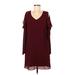 R&K Casual Dress - Mini: Burgundy Solid Dresses - Women's Size 6