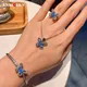 Ensembles de bijoux papillon pour femmes pendentif aigue-marine diamant de laboratoire collier