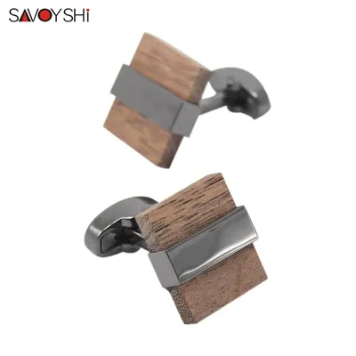 SAVOYSHI – boutons de manchettes en bois pour homme accessoire de haute qualité marron noir