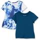 Amazon Essentials Mädchen Kurzärmelige Active-Funktions-T-Shirts, 2er-Pack, Marineblau/Weiß Batik, 6-7 Jahre