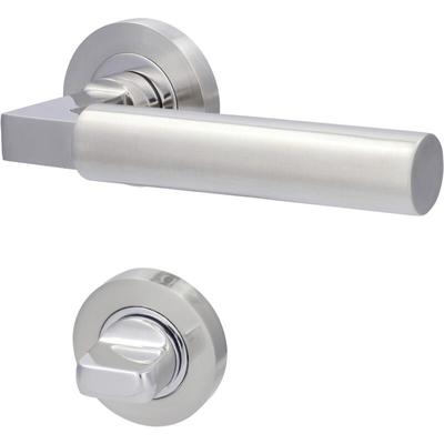 WC-Rosettengarnitur Solid 2 Edelstahl silber rund Beschläge - Alpertec Image