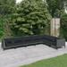 vidaXL Patio Lounge Set Outdoor Sectional Sofa Set Table Poly Rattan Dark Gray - 27.6" x 27.6" x 24"