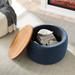 Round Storage Ottoman, 2 in 1 Function, Work as End table and Ottoman for Living Room, Navy 25.5"x25.5"x14.5"