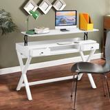 Lift Desk with 2 Drawer Storage, Computer Desk with Lift Table Top, Adjustable Height Table