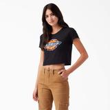 Dickies Women's Distressed Logo Cropped T-Shirt - Black Size S (FSR52)