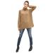 Plus Size Women's Side Button Turtleneck Sweater by ellos in Soft Camel (Size 10/12)