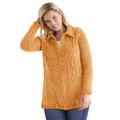 Plus Size Women's Chenille Zip Cable Cardigan by Woman Within in Honey Glaze (Size 6X)