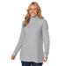 Plus Size Women's Waffle Knit Turtleneck Sweater by Woman Within in Heather Grey (Size 1X)