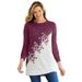 Plus Size Women's Snowflake Jacquard Pullover Sweater by Woman Within in Deep Claret Snowflake Embroidery (Size 5X)