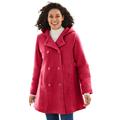 Plus Size Women's Double-Breasted Hooded Fleece Peacoat by Woman Within in Classic Red (Size 38 W)