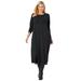 Plus Size Women's Thermal Knit Lace Bib Dress by Woman Within in Black (Size 22/24)