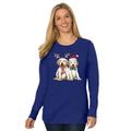 Plus Size Women's Fleece Holiday Sweatshirt by Woman Within in Evening Blue Festive Dogs (Size 1X)