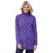 Plus Size Women's Mockneck Long-Sleeve Tunic by Woman Within in Petal Purple Floral Paisley (Size 2X)