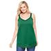 Plus Size Women's Lace-Trim V-Neck Tank by Woman Within in Emerald Green (Size 22/24) Top