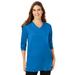 Plus Size Women's Perfect Long-Sleeve V-Neck Tunic by Woman Within in Dnu Bright Cobalt (Size 26/28)