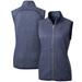Women's Cutter & Buck Heathered Navy Buffalo Bills Mainsail Basic Sweater Knit Fleece Full-Zip Vest