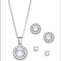 Giani Bernini Jewelry | Cubic Zirconia 3pc Set Pendant Necklace & Stud Earrings | Color: Silver | Size: Os