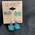 Nine West Jewelry | 3 Pairs Of Earrings By Nine West From Vintage America Collection (E122) | Color: Blue/Silver | Size: Os