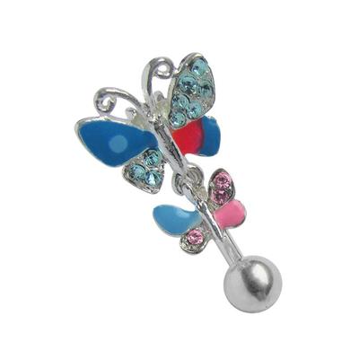 Bauchnabelpiercing ADELIA´S "Piercing Piercing Bauchnabelpiercing", Damen, bunt, Chirurgiestahl, modisch, Piercings, 316l Stahl Piercing Stecker doppel Schmetterling bunt