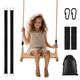 AnExer Wooden Swing Seat, Beech Wood Tree Swing Seat with Adjustable Hemp Rope and Swing Hanging Kit, Wood Tree Swing Seat for Adult Children Indoor and Outdoor Garden Yard Play, Max Load 100KG/200lbs