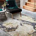 Lord of Rugs Modern Abstract Living Room Rug Silky Shiny Shimmer Effect Luxury Marble Design Short Pile Carpet Dining Bedroom Area Flatweave Rug AU08 Marble Yellow Gold Small 80x150 cm (2'6"x5')