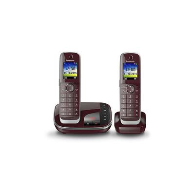 Panasonic KX-TGJ322GR schnurloses Duo DECT Festnetztelefon inkl. AB, weinrot (KX-TGJ322GR)