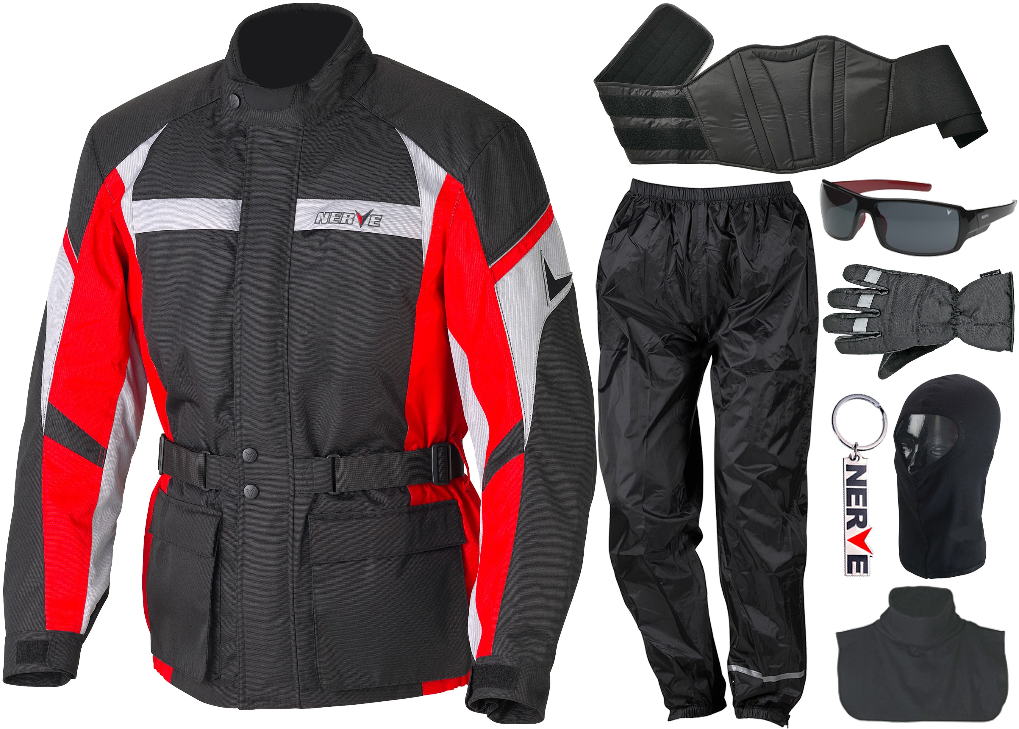 Motorradkombi NERVE Gr. XXL, rot, Overalls, XXL, Obermaterial: 100% Polyester. Innenseite: 100% Polyester Image