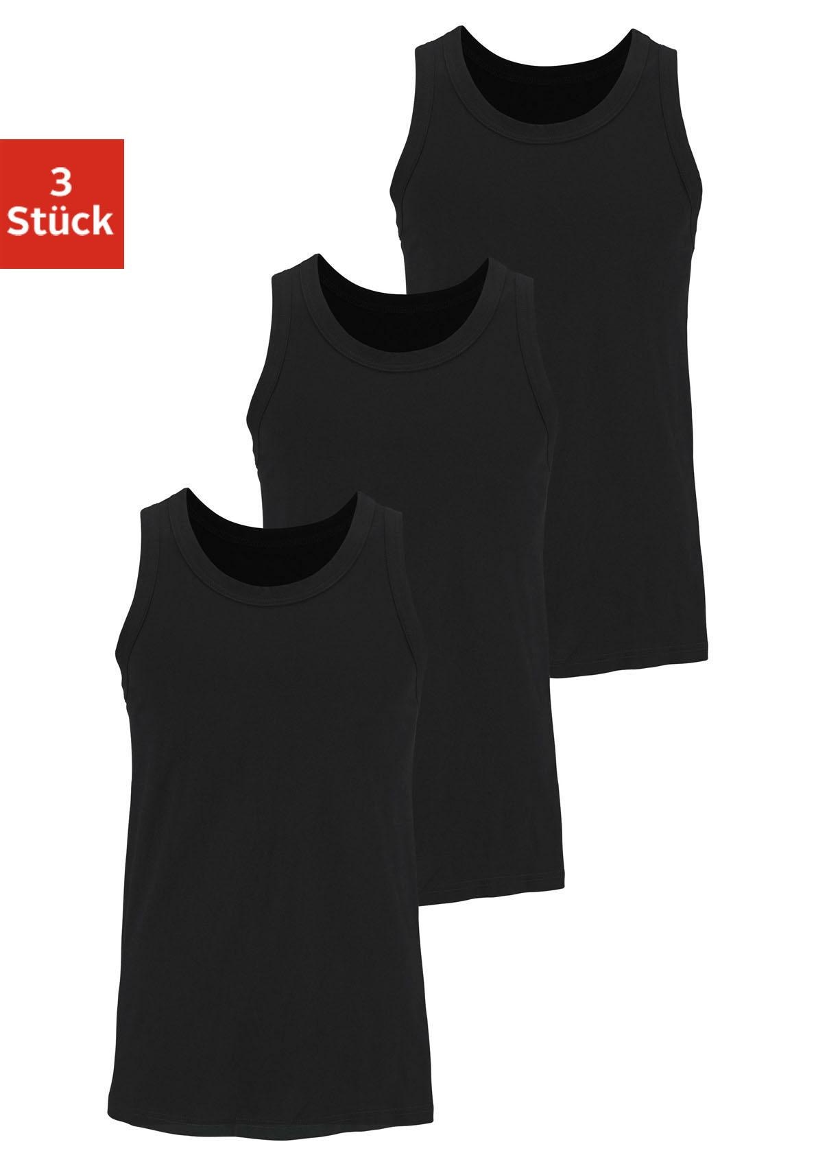 Tanktop H.I.S "Unterhemd für Herren", Herren, Gr. 8/XXL, schwarz, Jersey, Obermaterial: 100% Baumwolle, unifarben, Basic, körpernah, Rundhals, Tops, mit Rundhals aus Baumwolle Image