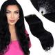 Vivien Micro Beads Hair Extensions Remy Human Hair Black Micro Loop Hair Extensions Human Hair Jet Black Long Straight Micro Ring Hair Extensions 1g/s 50s 22inch #1