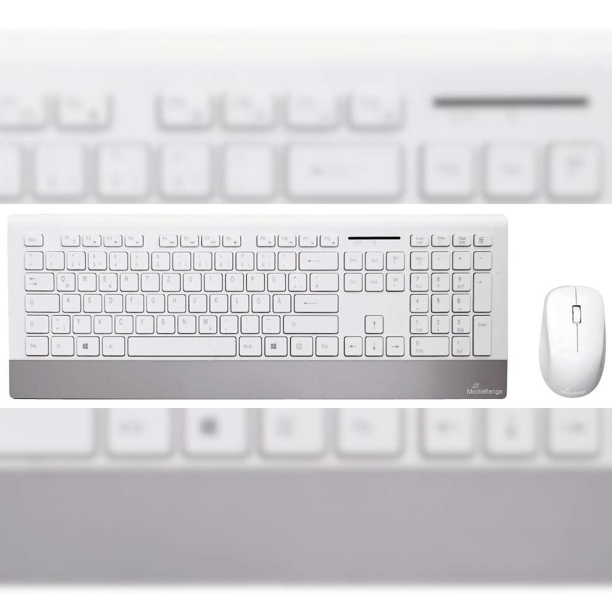 MediaRange MROS106 Funk-Tastatur- und Maus-Set HIGHLINE, QWERTZ weiß/silber Image