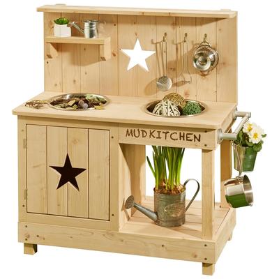 Outdoor-Spielküche MUDDY BUDDY "Adventurer Star", beige (natur), Spielküchen, KinderB:80cm H:90cm T:40cm, Holz, Matschkü