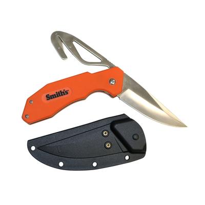 Smiths EdgeSport Folding Knife w/ Gut Hook 3in 400 Stainless Steel Skinner Blade/ Gut Hook G10 Handle Orange 51104