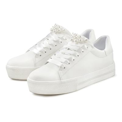 Sneaker LASCANA, Damen, Gr. 36, weiß, Obermaterial: 100% Lederimitat. Futter: 100% Textilmaterial. Decksohle: 100% Texti