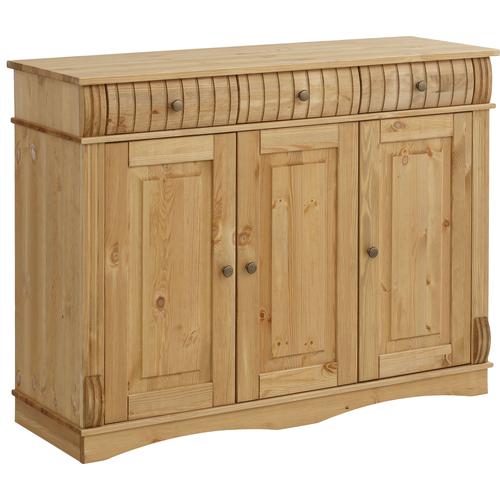 „Sideboard HOME AFFAIRE „“Teresa““ Sideboards Gr. B/H/T: 118 cm x 90 cm x 40 cm, 3, beige (natur geölt) Sideboards 3-türig, Breite 119 cm“