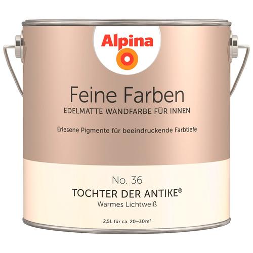 „ALPINA Wand- und Deckenfarbe „“Feine Farben No. 36 Tochter der Antike““ Warmes Lichtweiß, edelmatt, 2,5 Liter Gr. 2,5 l 2500 ml, beige (warmes lichtweiß) Wandfarbe bunt“