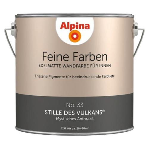 „ALPINA Wand- und Deckenfarbe „“Feine Farben No. 33 Stille des Vulkans““ Mystisches Anthrazit, edelmatt, 2,5 Liter Gr. 2,5 l 2500 ml, grau (mystisches anthrazit) Wandfarbe bunt“