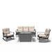 Lark Manor™ 4 Piece Sofa Seating Group Synthetic Wicker/All - Weather Wicker/Wicker/Rattan in Gray/Black | 35.03 H x 69.88 W x 29.52 D in | Outdoor Furniture | Wayfair