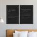 Oliver Gal Definition Typography Set II Modern Black - 2 Piece Wrapped Canvas Textual Art Set Canvas in White | 24 H x 36 W x 1.5 D in | Wayfair