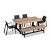 Wrought Studio™ Danylle Rectangular 8 - Person 79" Long Outdoor Dining Set Wood/Teak in Black/Brown/White | 79 W x 15.75 D in | Wayfair