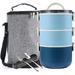 Prep & Savour Baynebridge Stackable Stainless Steel Lunch Box Plastic in Blue | 9.8 H x 5.5 W x 5.5 D in | Wayfair FF5012223CC4469782721A78ED7540FA