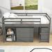 Harriet Bee Twin Size Wood Loft Bed w/ Desk, Low Loft Bed w/ Shelves & Drawers in Gray | 45 H x 43 W x 78 D in | Wayfair