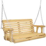 Millwood Pines Freemont Porch Swing Wood/Solid Wood in Brown | 23 H x 58.5 W x 20.5 D in | Wayfair 526CB3E3E2344CDAB99F07ADD9592997