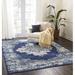 Blue/Navy 144 x 102 x 0.5 in Area Rug - Williston Forge Artishia Floral Machine Woven Rectangle 8'6" x 12' Area Rug in Navy Blue | Wayfair